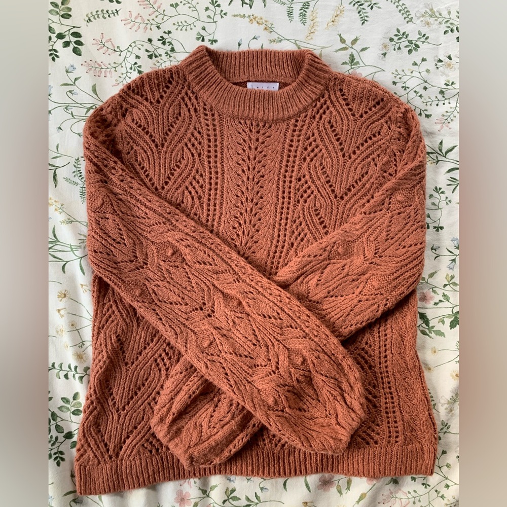 Leith Rust Cable Knit Sweater